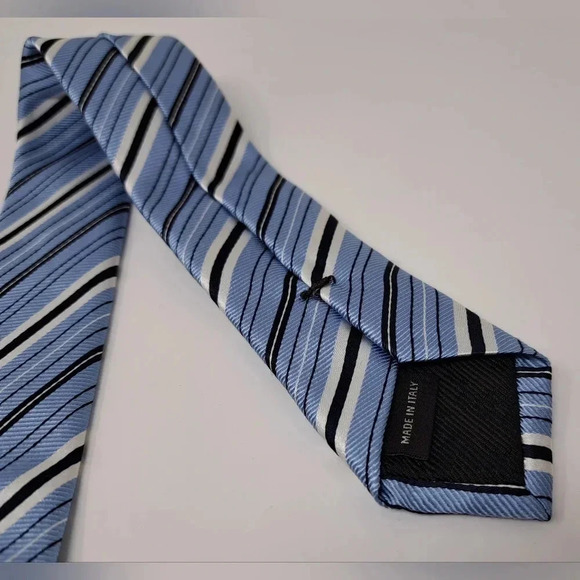 Canali Men's Tie Neck Tie  Blue Striped 100% Seta Silk Italy 58" MINT - Picture 5 of 10